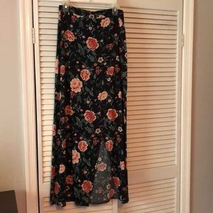 Forever21 Floral Long slit Maxi Skirt